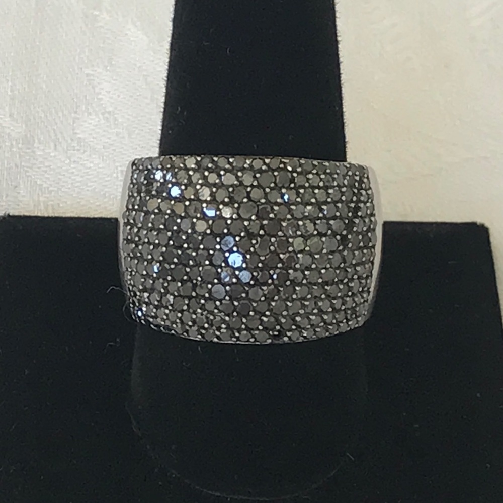BLACK DIAMOND STERLING RING - Picture 2 of 7